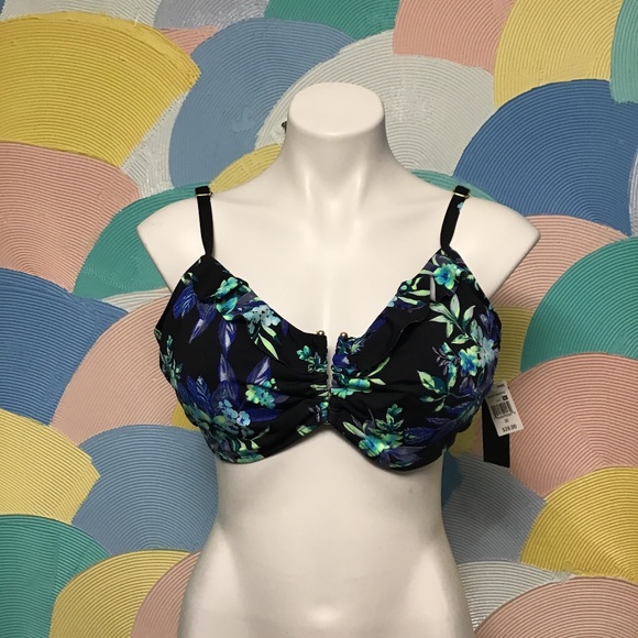 Ibiza Other - NWT IBIZA swimware black floral Top size 3X